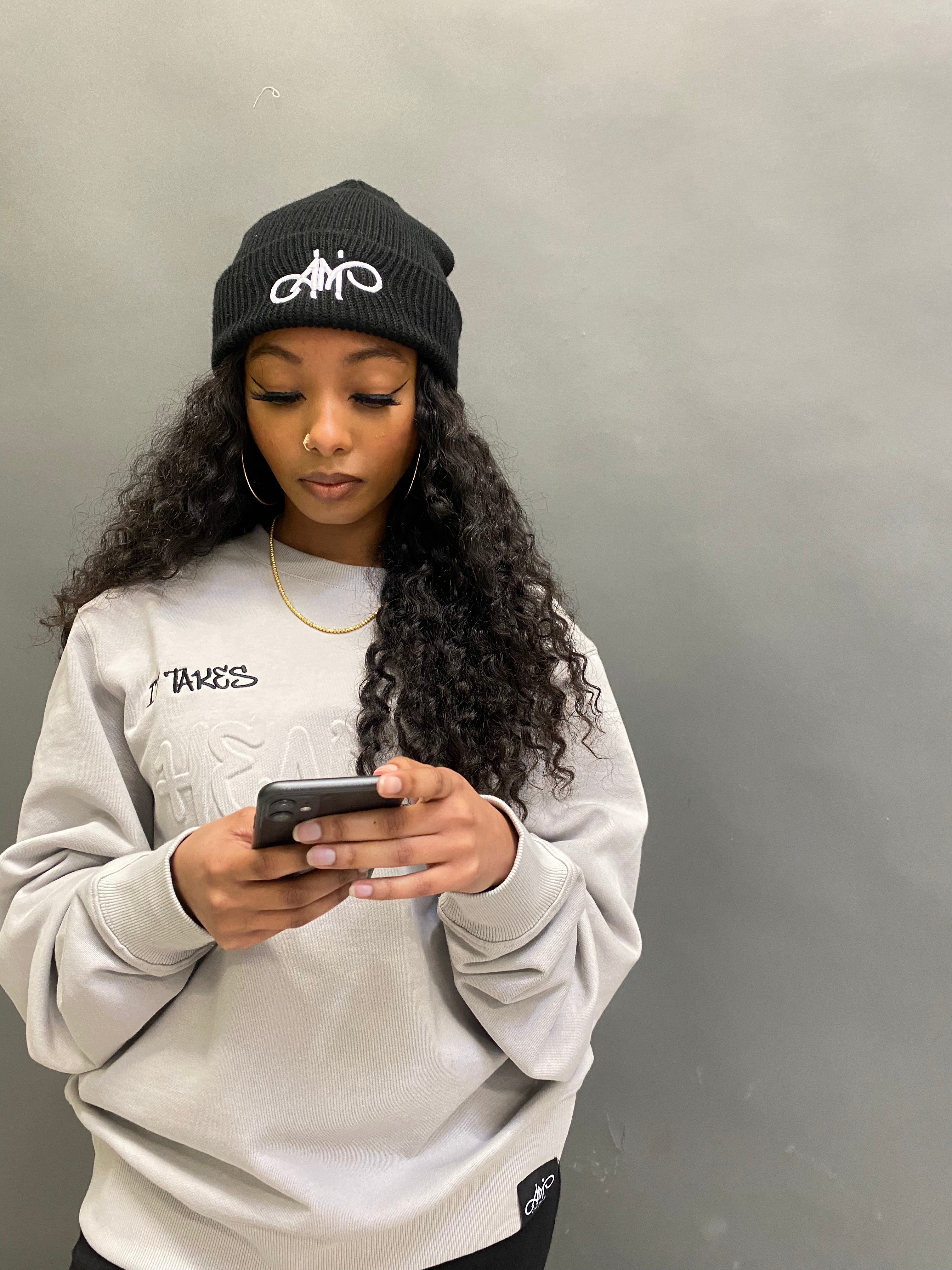 I AM I "ITH" Embossed Grey Crewneck