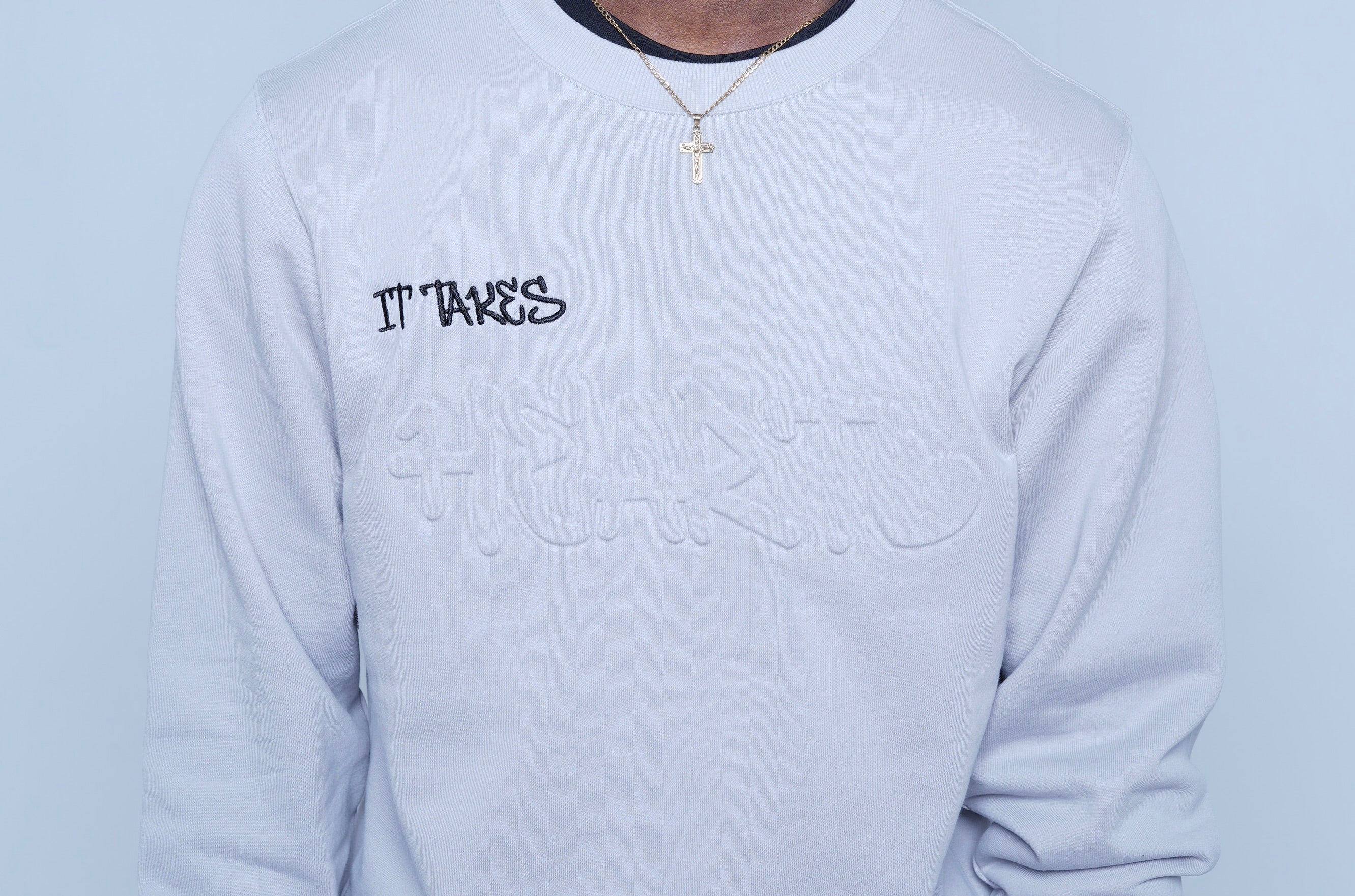 I AM I "ITH" Embossed Grey Crewneck